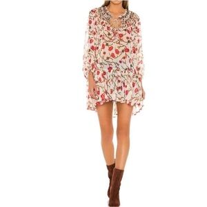 Free People Red and Pink Ruffled Tiered Sundress